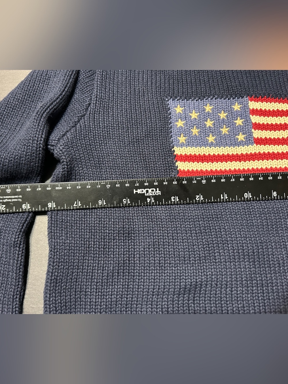 Vintage polo Ralph Lauren women’s Navy Crewneck Sweater with American Flag - Picture 7 of 16